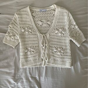 Zara crochet tie up cardigan